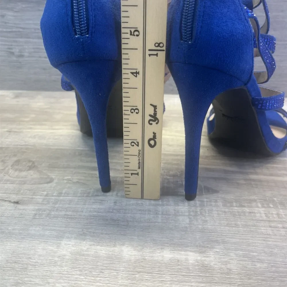 Zigi Soho Azalea Heels Stiletto Blue Embellishments Strapped 8 Strappy New